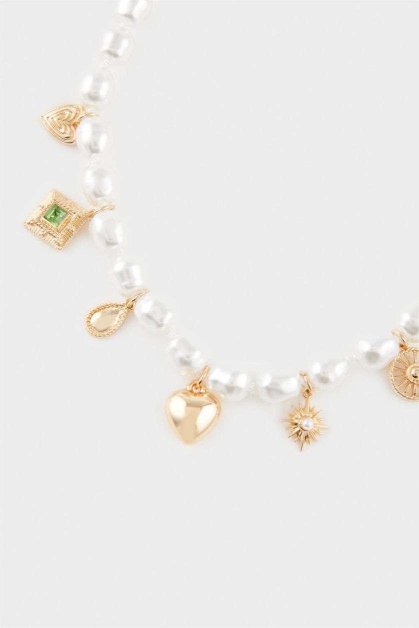 Kadın Karma Kadın İncili Charm Detaylı Kolye