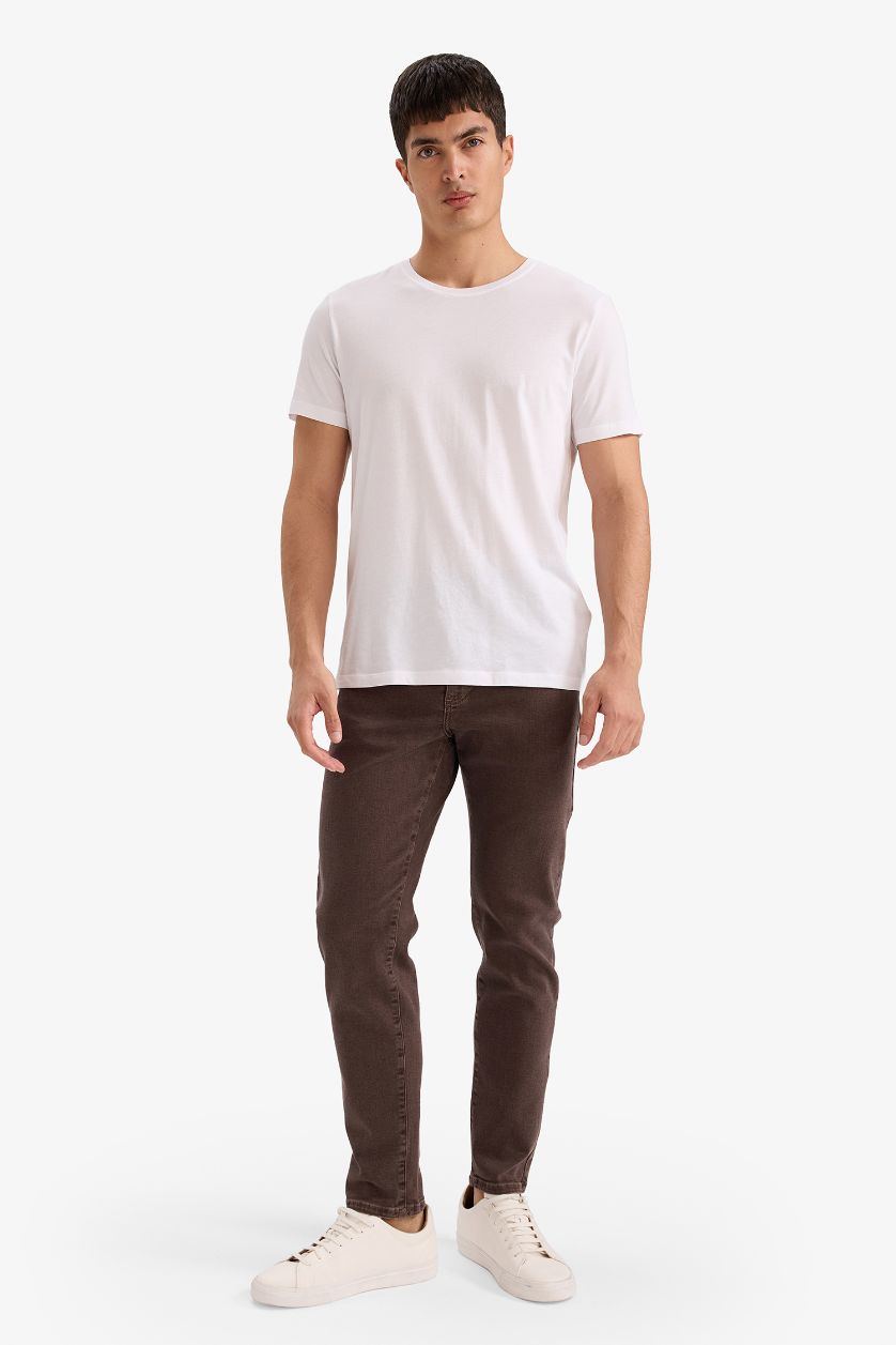 Man Brown Tapered Fit Slim Fit Regular Waist Tapered Leg Jeans