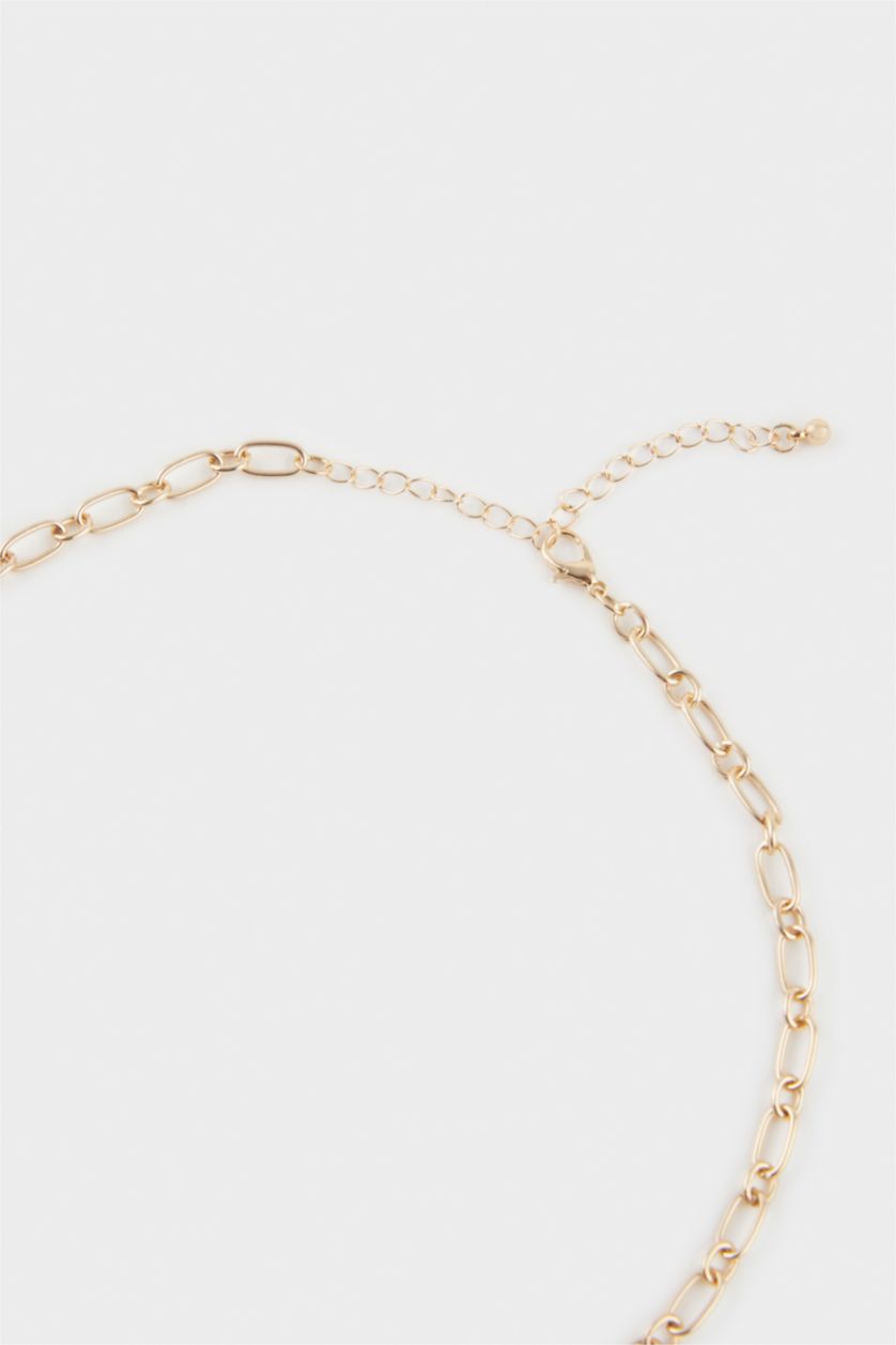 Kadın Kırmızı Kadın 2'li Kırmızı ve Gold Kolye