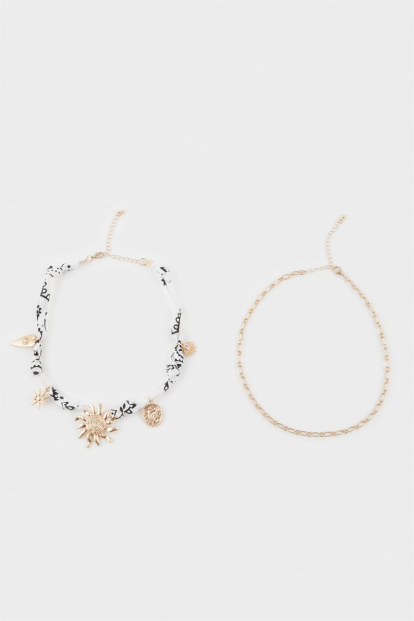 Kadın Beyaz Kadın 2'li Gold Kolye