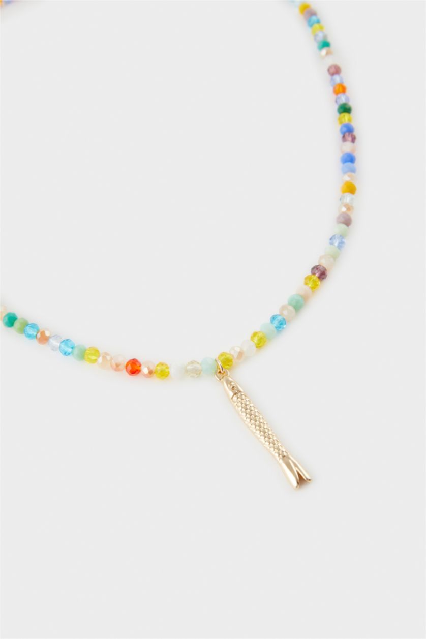 FEMME Karma Lot de 2 Colliers dorés à perles colorées pour femme