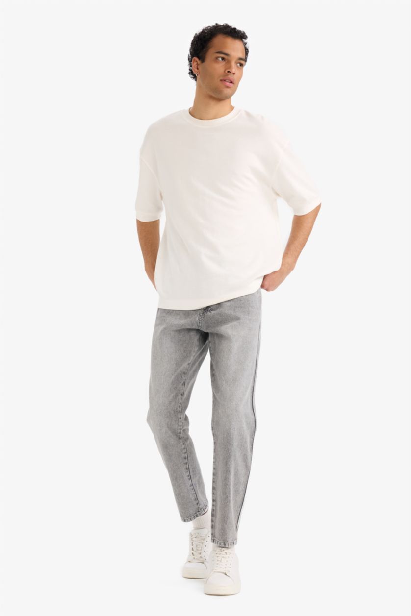 Erkek Açık Gri 90's Slim Fit Düz Paça Jean Pantolon