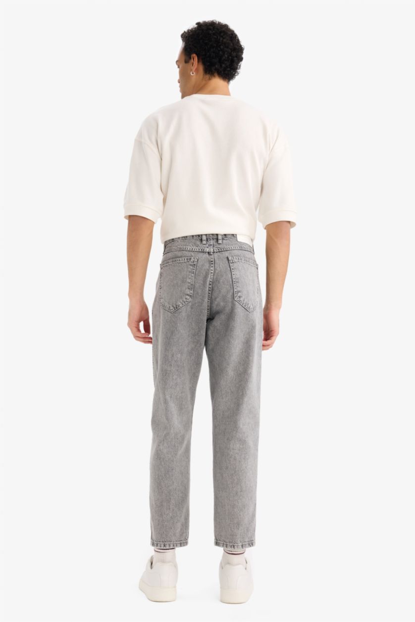 Erkek Açık Gri 90's Slim Fit Düz Paça Jean Pantolon
