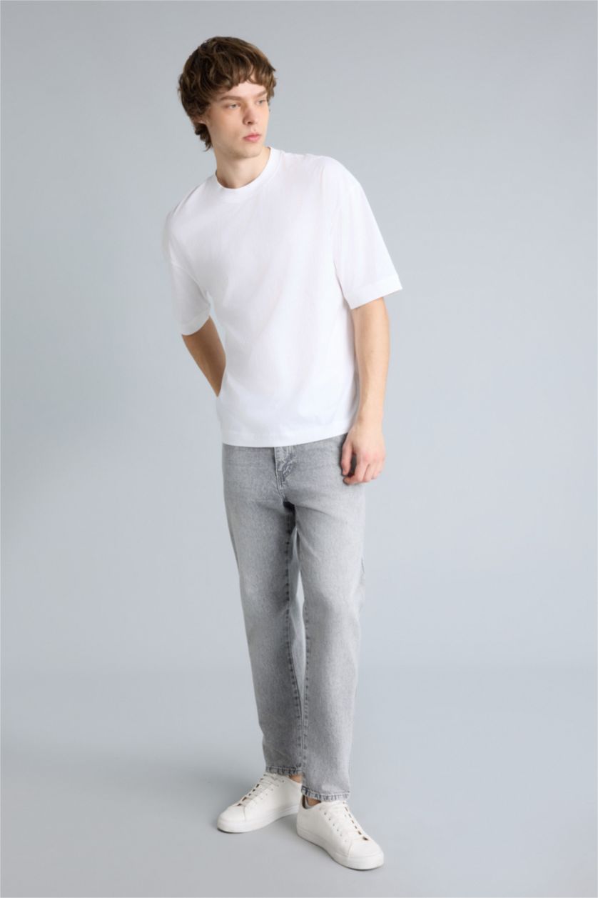 Erkek Açık Gri 90's Slım Fıt Pantolon