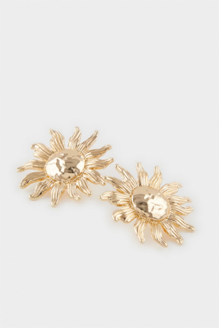 Kadın Altın Kadın Büyük Güneş Temalı Gold Küpe