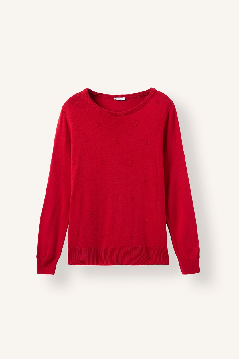 Woman Red Regular Fit Knitwear Pullover