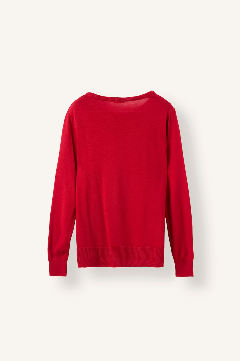 Woman Red Regular Fit Knitwear Pullover