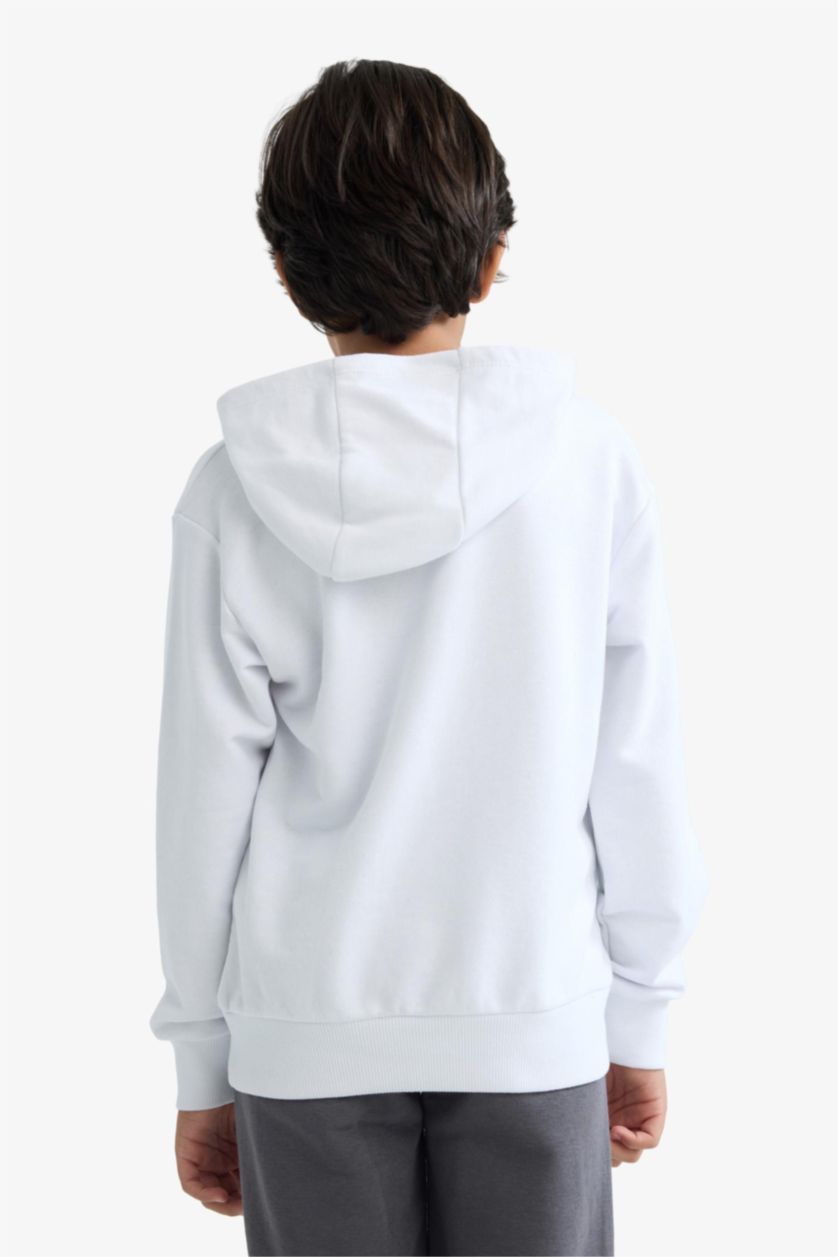 Erkek Çocuk - Genç Erkek Beyaz NBA Los Angeles Lakers Kapüşonlu Sweatshirt Erkek Çocuk