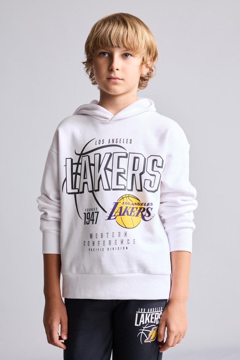 BOYS & TEENS White Regular Fit NBA Los Angeles Lakers Licensed Hooded Sweatshirt