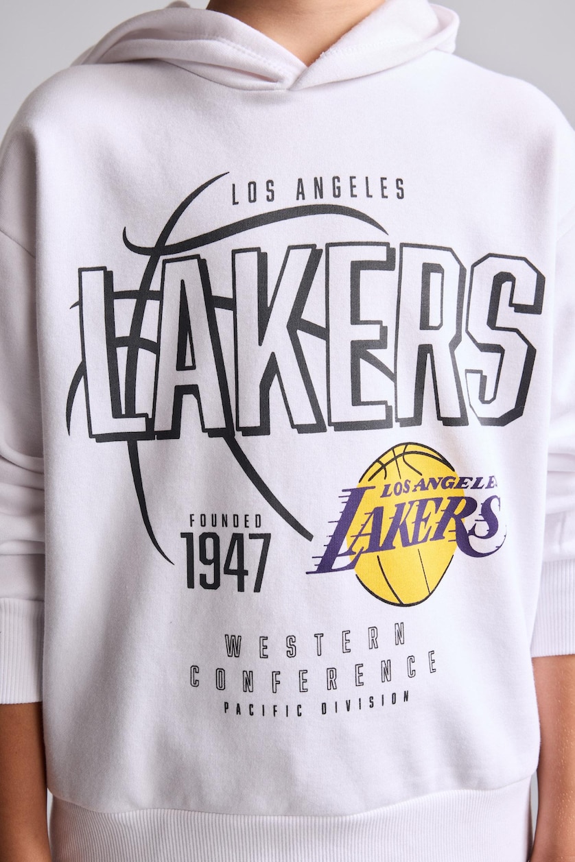 BOYS & TEENS White Regular Fit NBA Los Angeles Lakers Licensed Hooded Sweatshirt