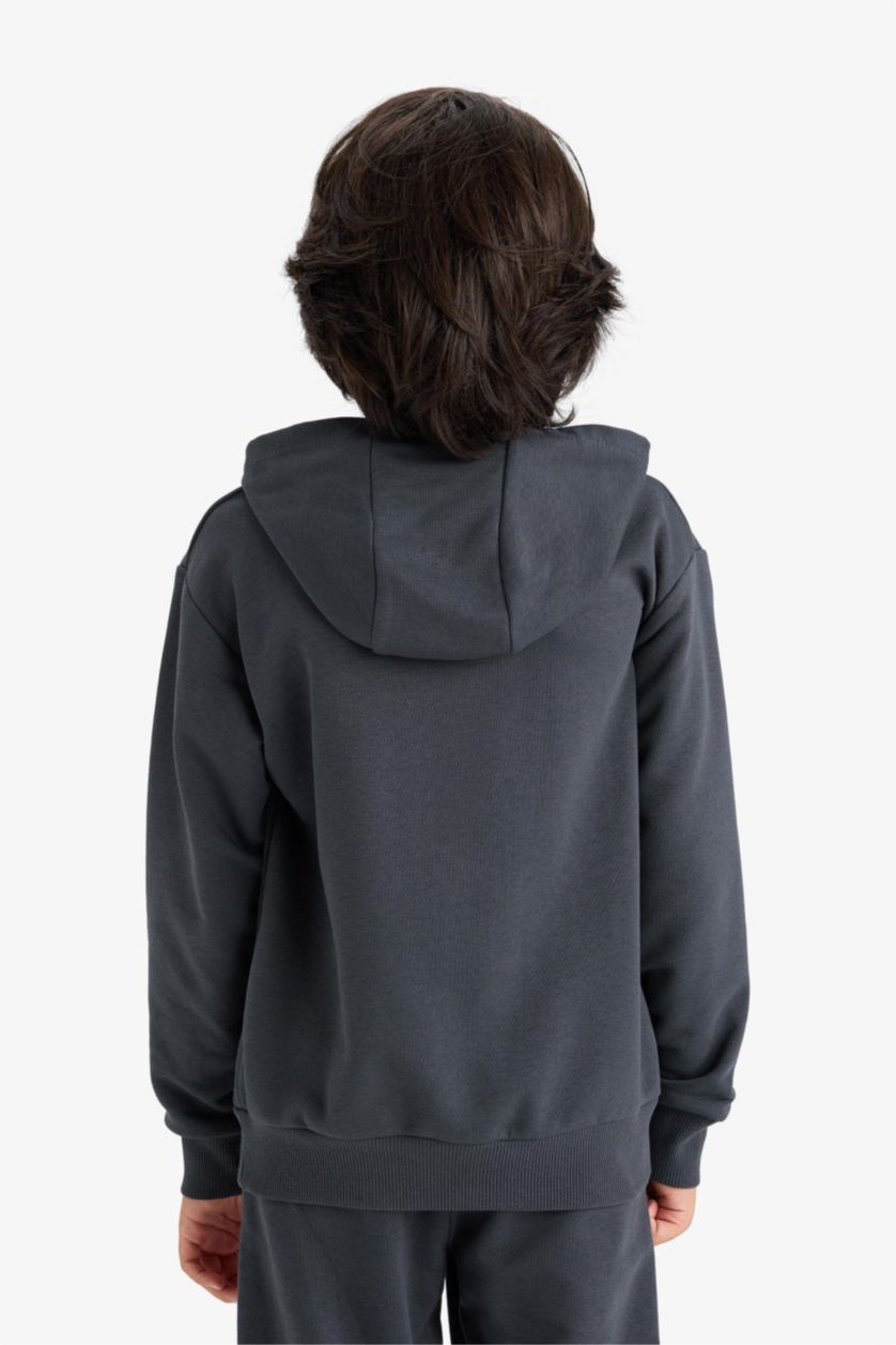 Erkek Çocuk - Genç Erkek Antrasit NBA Chicago Bulls Kapüşonlu Sweatshirt Erkek Çocuk