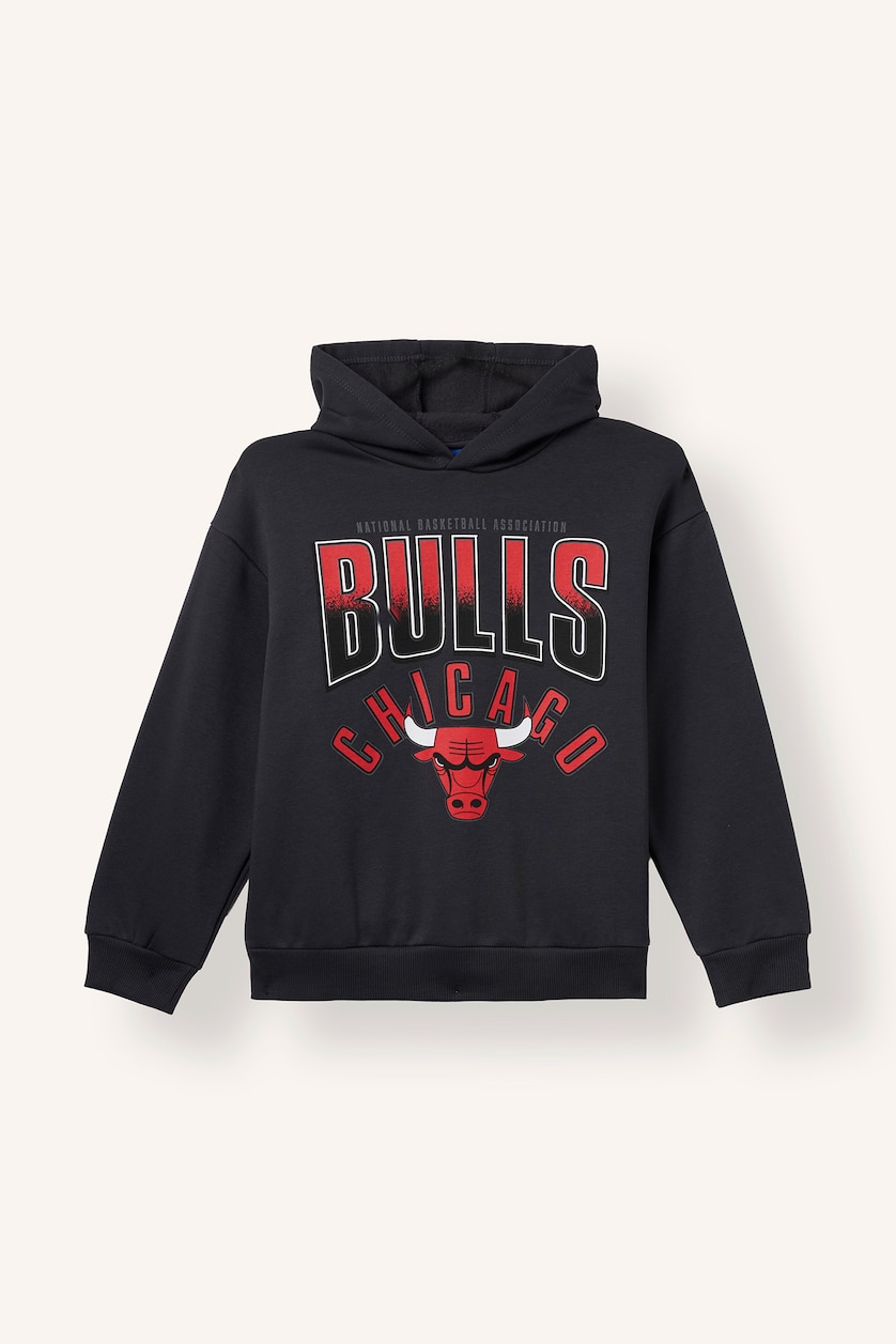 Erkek Çocuk - Genç Erkek Koyu Antrasit NBA Chicago Bulls Kapüşonlu Sweatshirt Erkek Çocuk