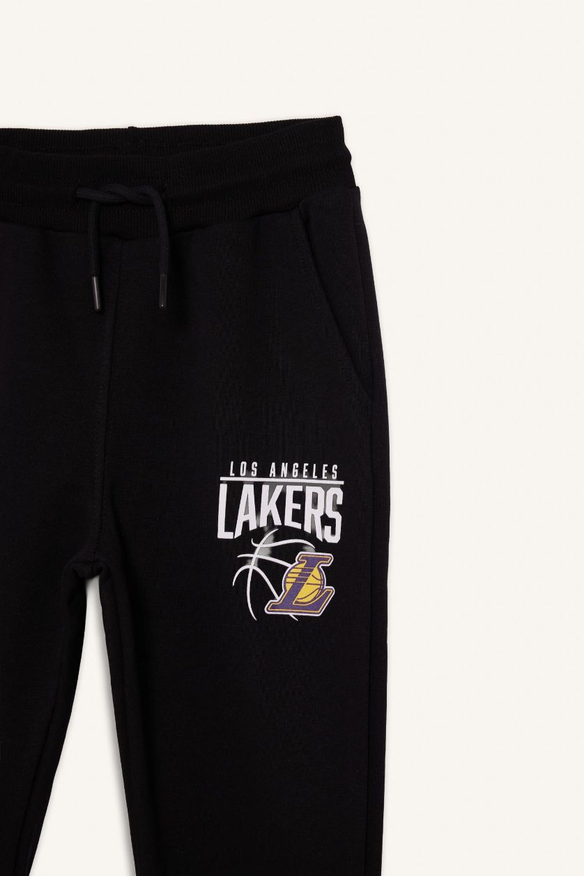 Erkek Çocuk - Genç Erkek Siyah Erkek Çocuk NBA Los Angeles Lakers Beli Lastikli Jogger Eşofman Altı