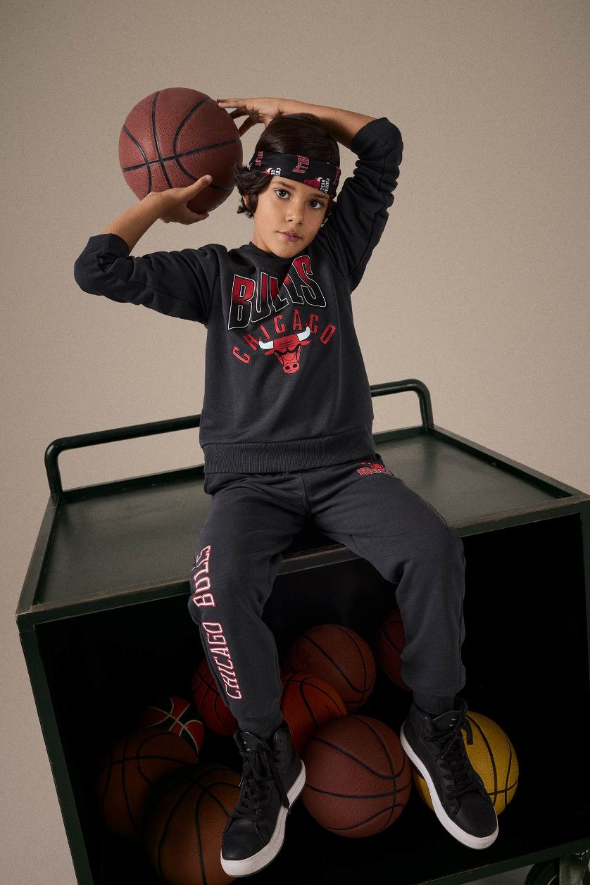 Erkek Çocuk - Genç Erkek Antrasit Erkek Çocuk NBA Chicago Bulls Beli Lastikli Jogger Eşofman Altı