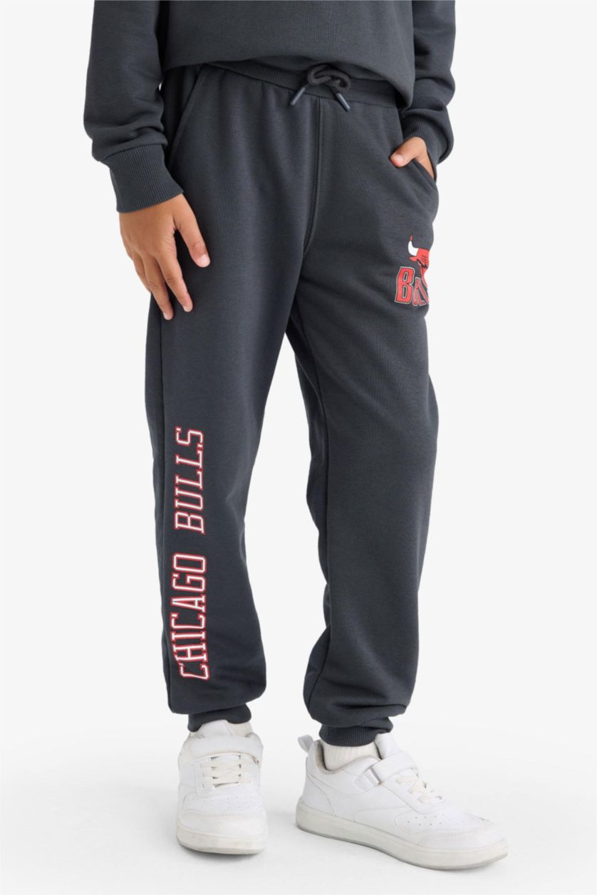 Erkek Çocuk - Genç Erkek Antrasit Erkek Çocuk NBA Chicago Bulls Beli Lastikli Jogger Eşofman Altı