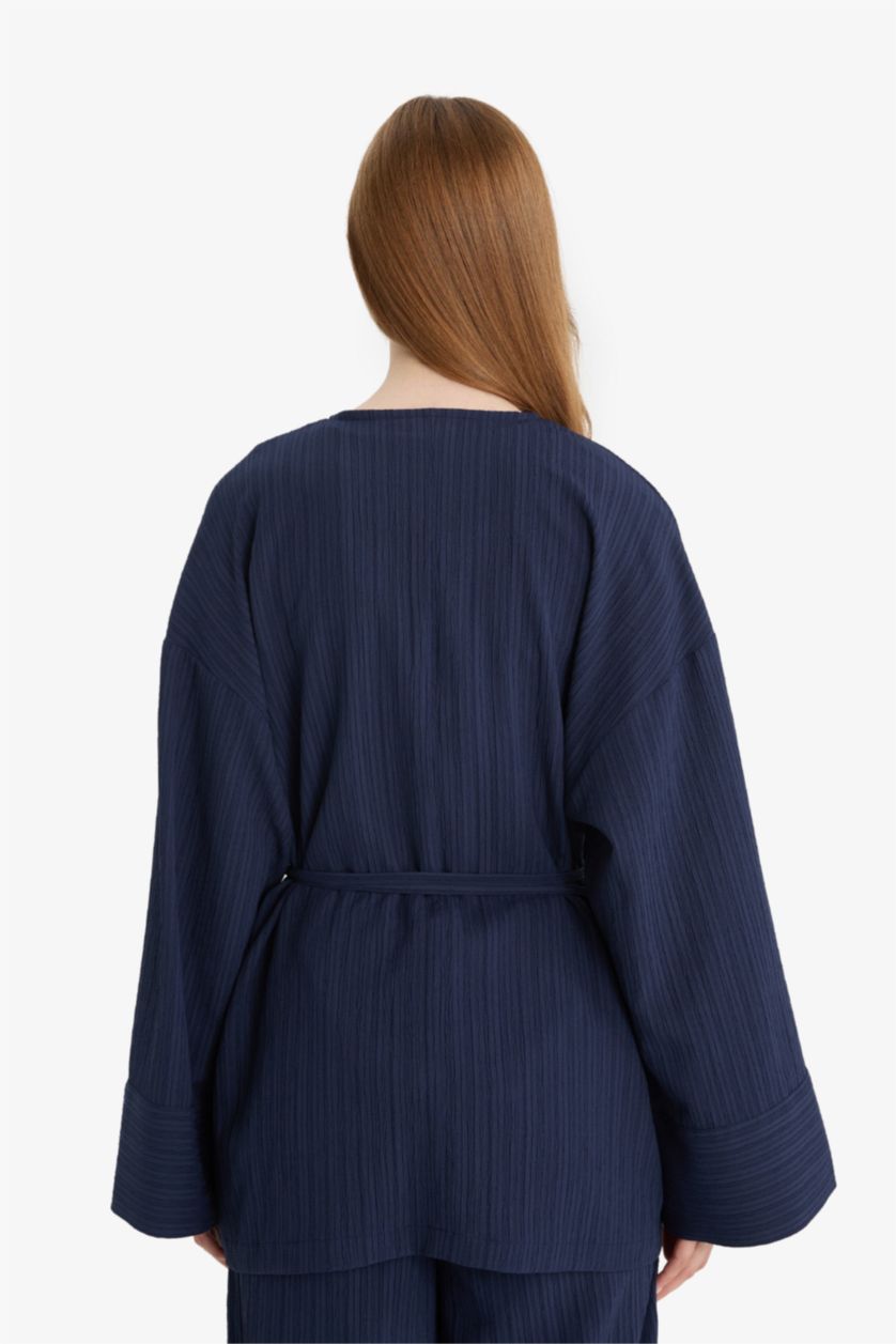 Kadın Lacivert Gofre Dokulu 2'li Takım