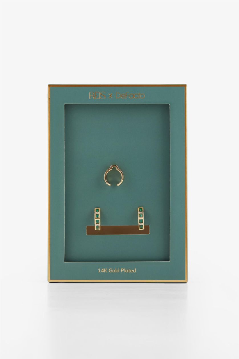 نساء Altın تراجي نسائي مطلي ذهب لون أخضر وذهبي من Reis x DeFacto - قطعتين