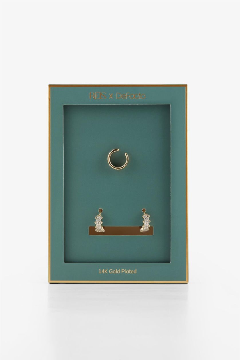 نساء Altın حلق نسائي مطلية بالذهب عيار 14 - قطعتين