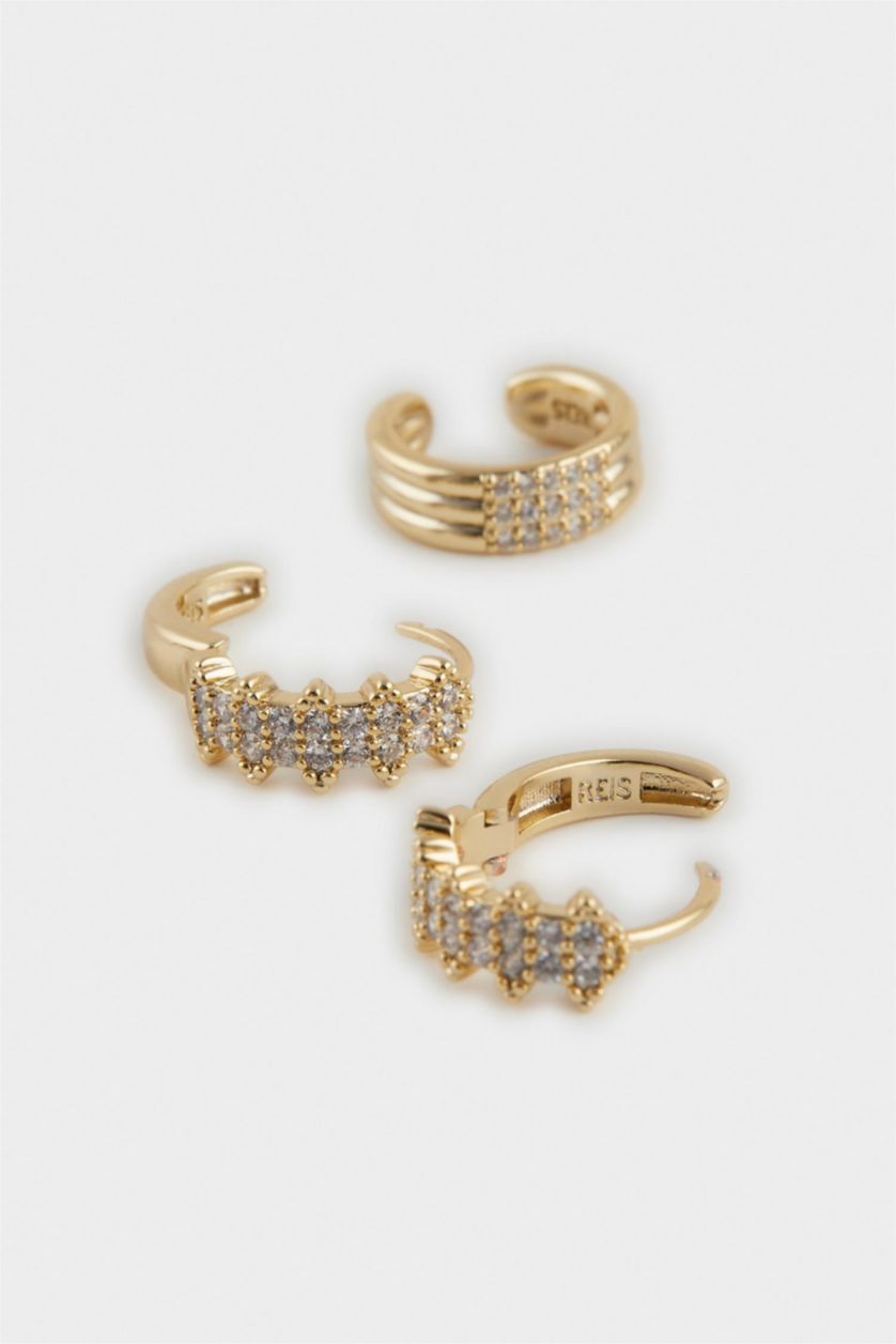 نساء Altın حلق نسائي مطلية بالذهب عيار 14 - قطعتين