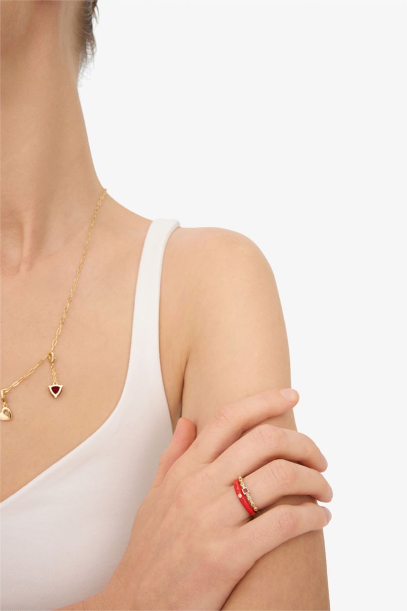 Woman Altın Reis x DeFacto 14K Gold Plated Cherry Glow Woman 2 Piece Rings