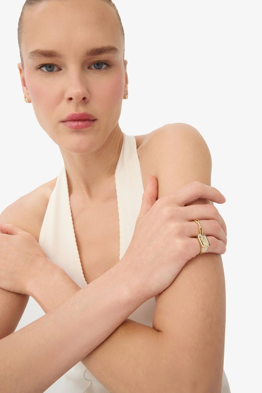 Woman Altın Reis x DeFacto Gold Plated Essenza Duo 2 Piece Stone Gold Ring