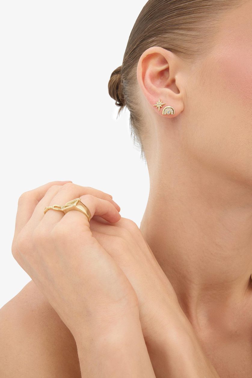 Woman Altın Reis x DeFacto Gold Plated Essenza Duo 2 Piece Stone Gold Ring