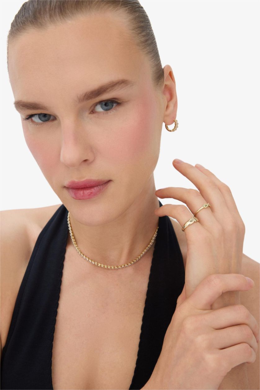 Woman Altın Reis x DeFacto 14K Gold Plated Spirale Duo Woman 2 Piece Gold Rings