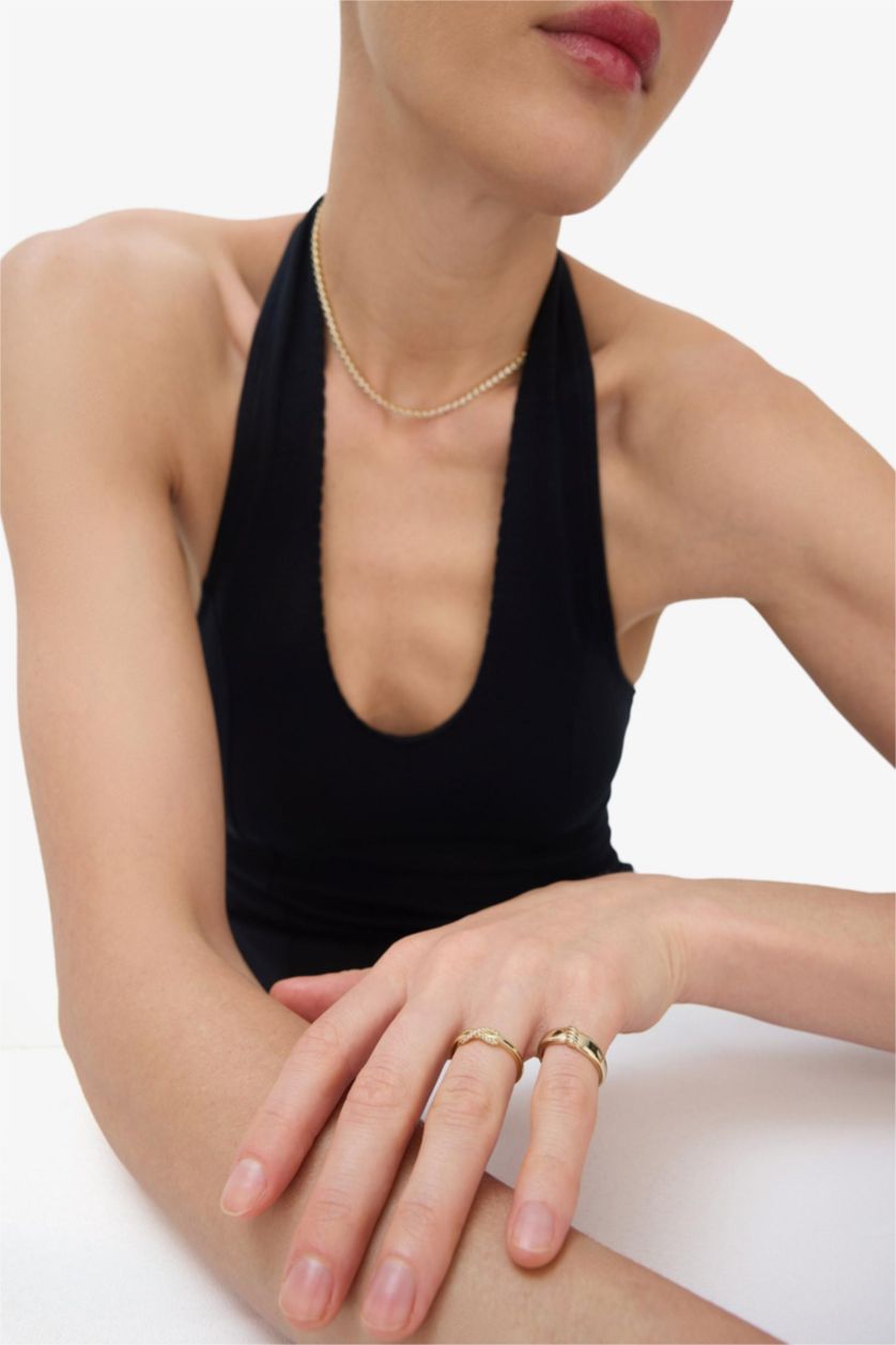 Woman Altın Reis x DeFacto 14K Gold Plated Spirale Duo Woman 2 Piece Gold Rings