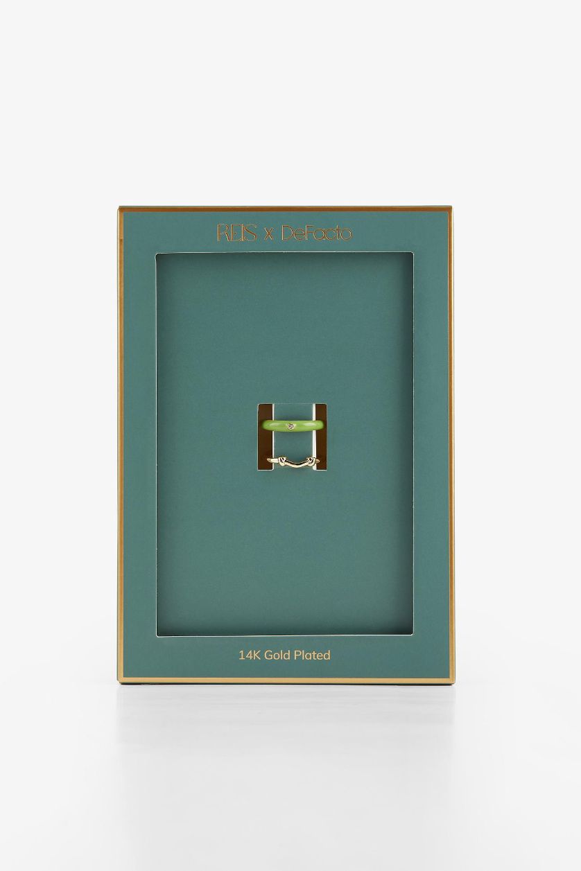 Kadın Altın Reis x DeFacto 14 Ayar Altın Kaplama Pistacchio Glow Kadın 2'li Yeşil Gold Yüzük