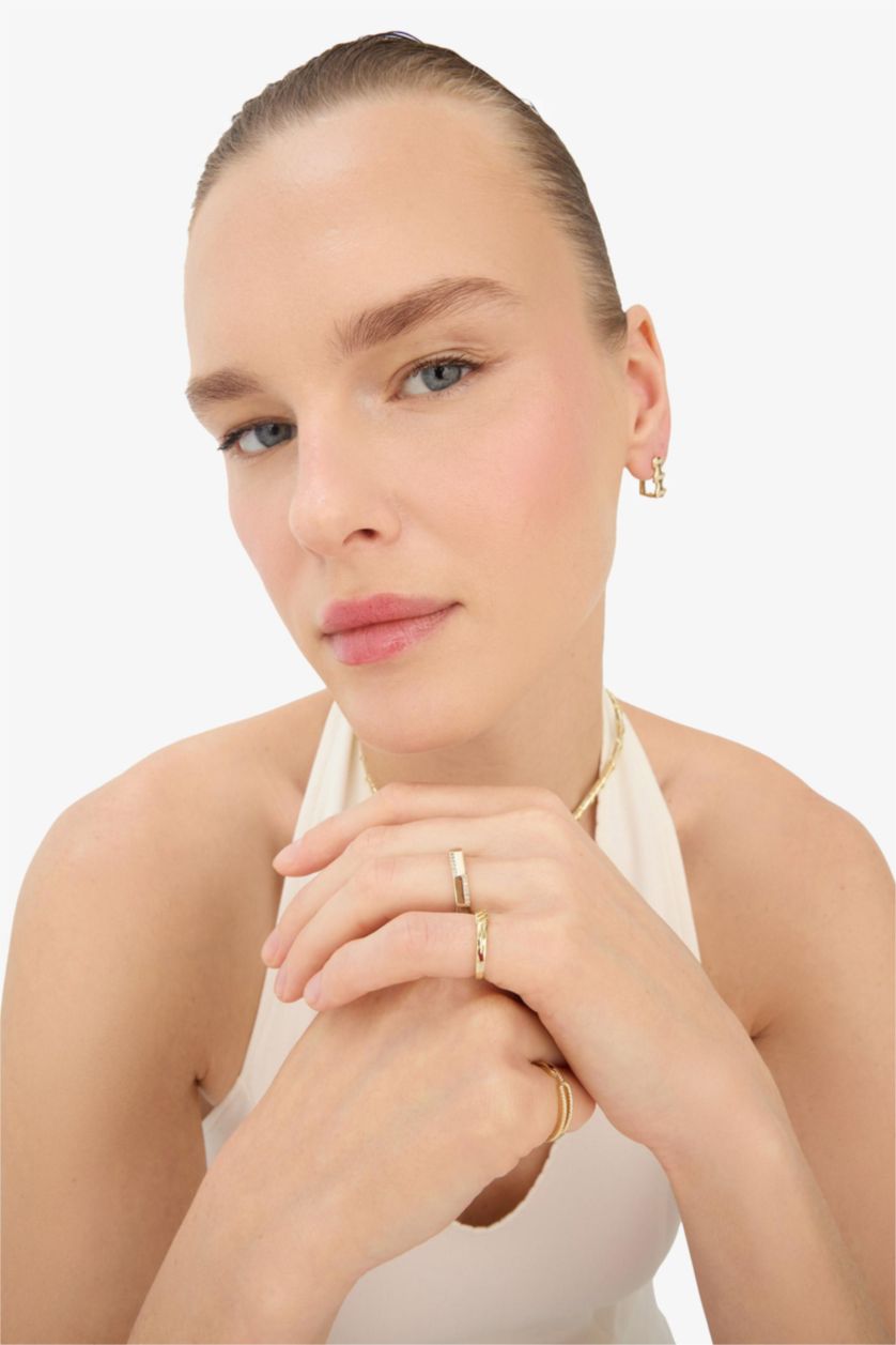 Woman Altın Reis x DeFacto Gold Plated Tria Memoria 3 Piece Gold Ring