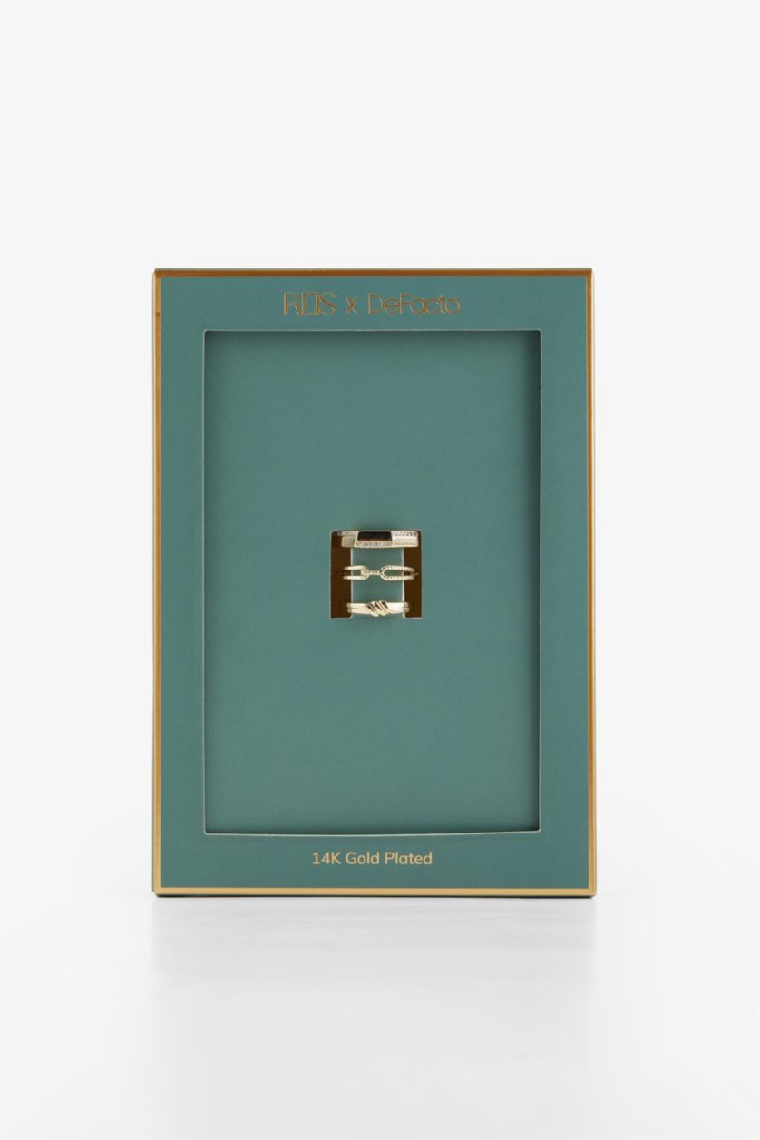 Woman Altın Reis x DeFacto Gold Plated Tria Memoria 3 Piece Gold Ring