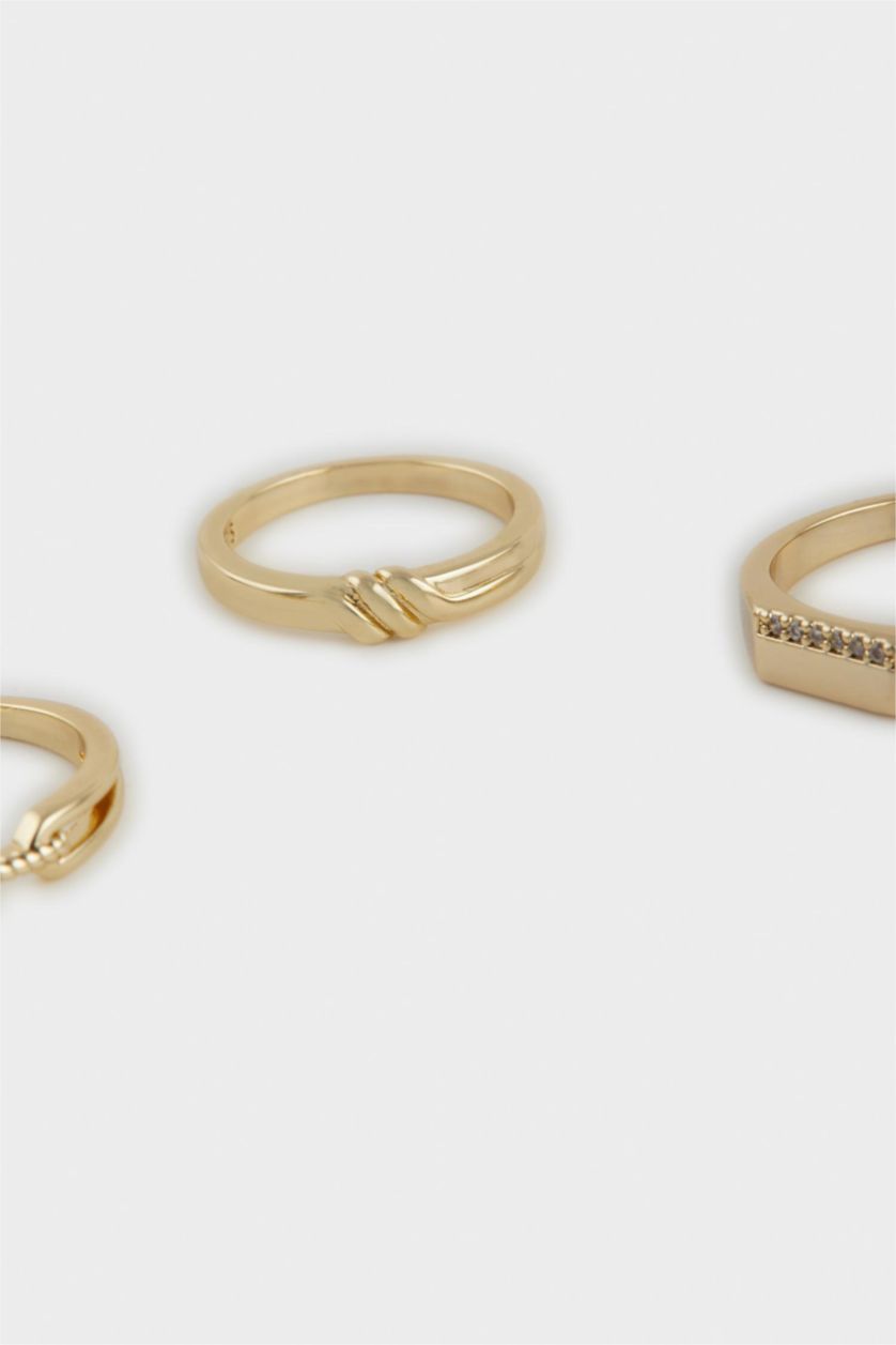 Woman Altın Reis x DeFacto Gold Plated Tria Memoria 3 Piece Gold Ring