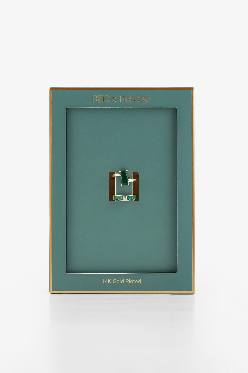 WOMAN Altın Reis x DeFacto 14K Gold Plated Grassy Shine Woman 2 Piece Gold Rings