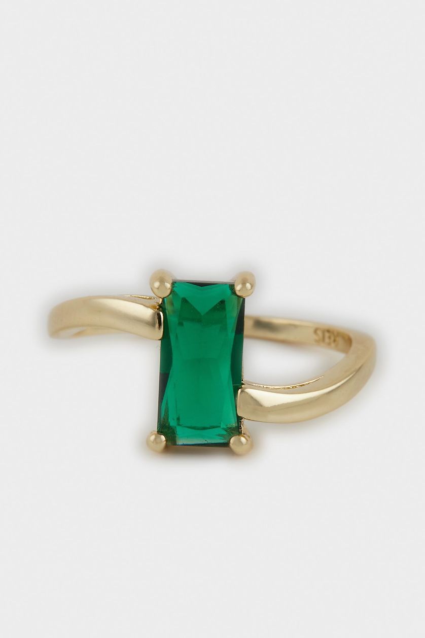 WOMAN Altın Reis x DeFacto 14K Gold Plated Grassy Shine Woman 2 Piece Gold Rings