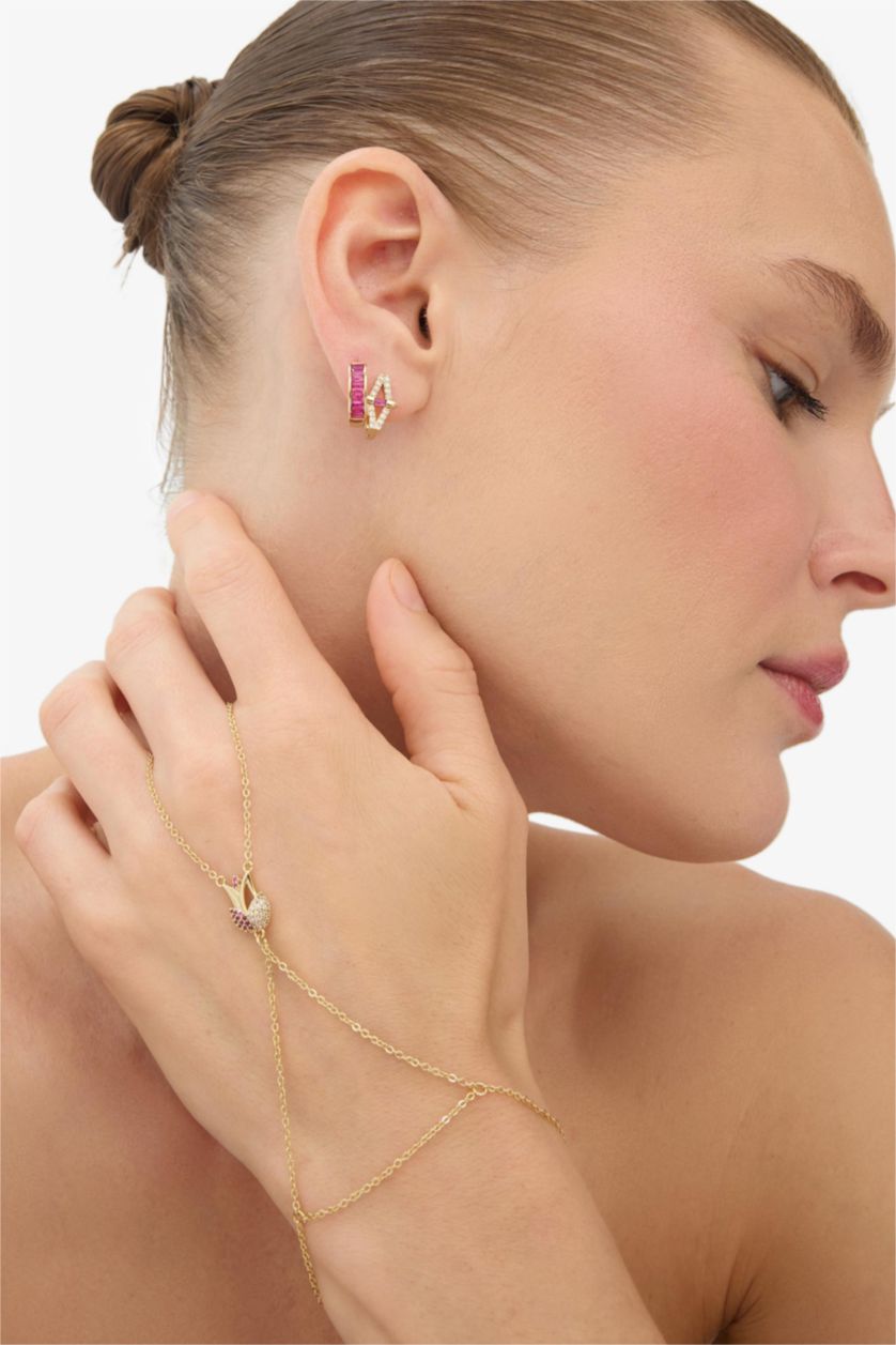 WOMAN Altın Reis x DeFacto Gold Plated Tulip Era Purple Stone Tulip Themed Gold Shahmaran