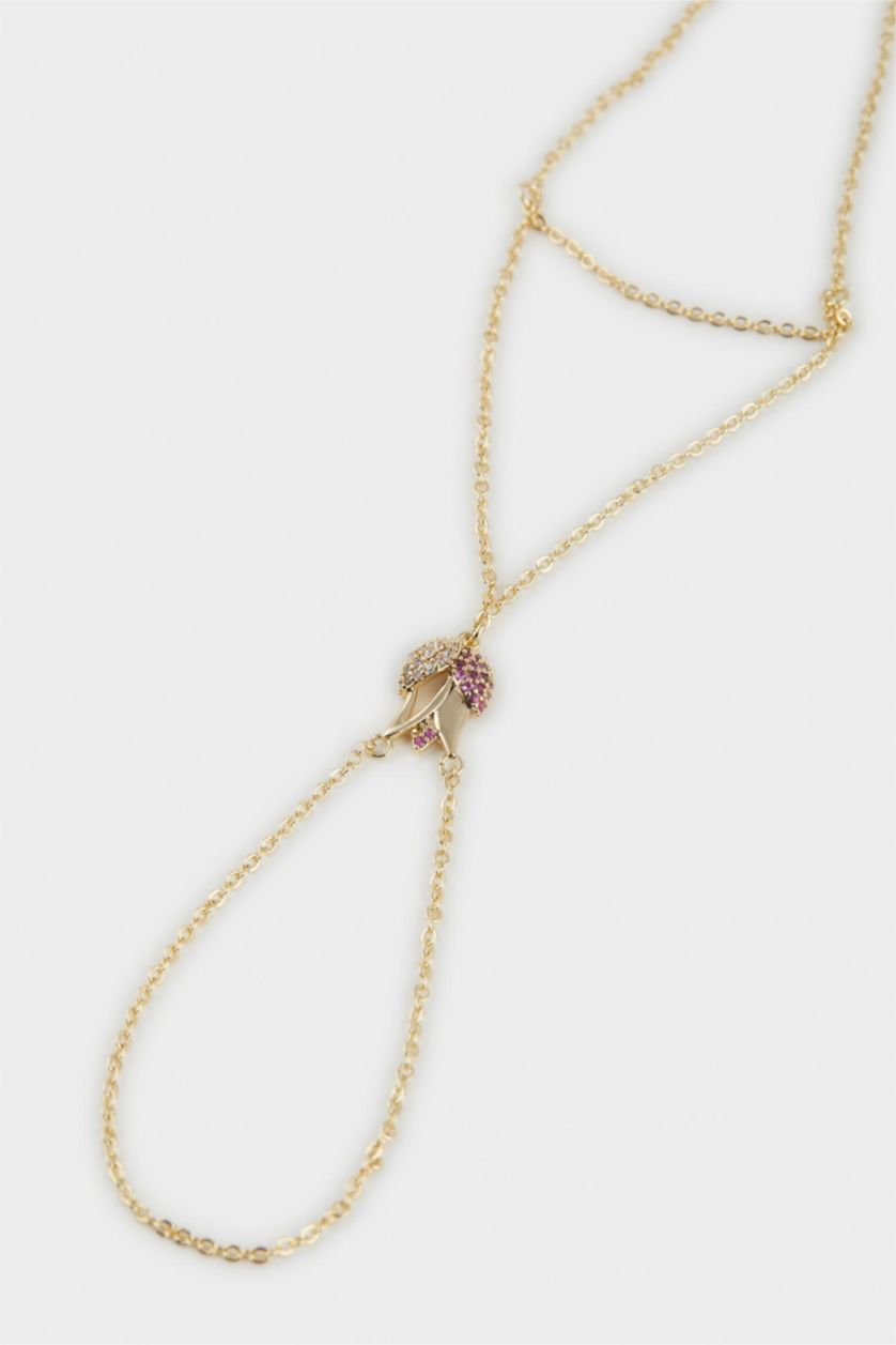 WOMAN Altın Reis x DeFacto Gold Plated Tulip Era Purple Stone Tulip Themed Gold Shahmaran