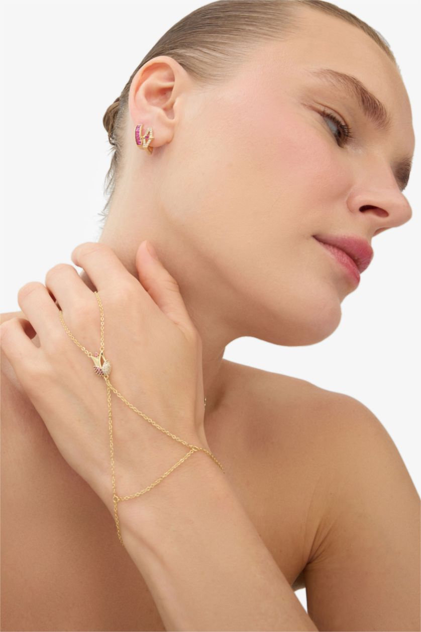 WOMAN Altın Reis x DeFacto Gold Plated Tulip Era Purple Stone Tulip Themed Gold Shahmaran