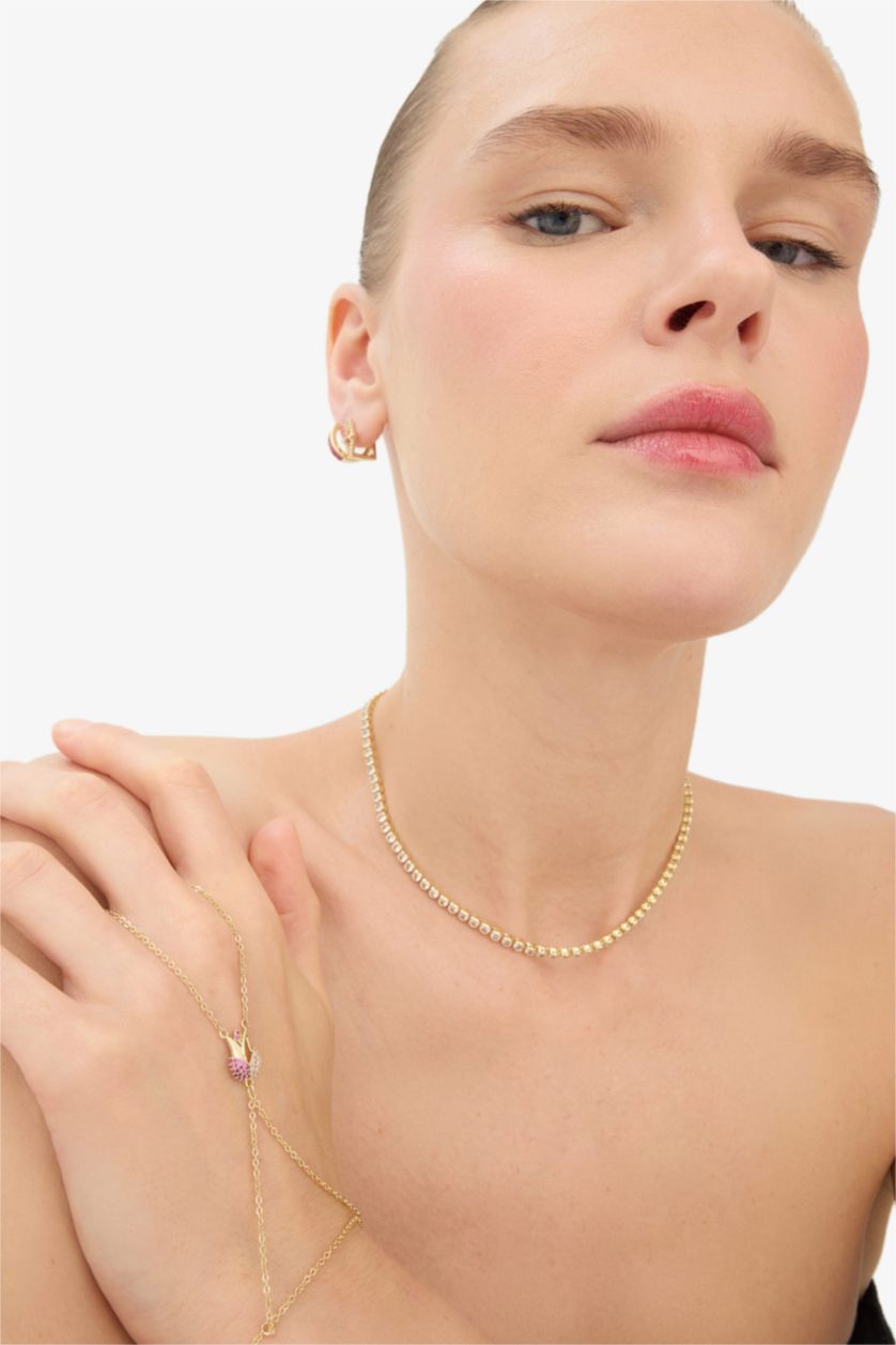 WOMAN Altın Reis x DeFacto Gold Plated Tulip Era Purple Stone Tulip Themed Gold Shahmaran