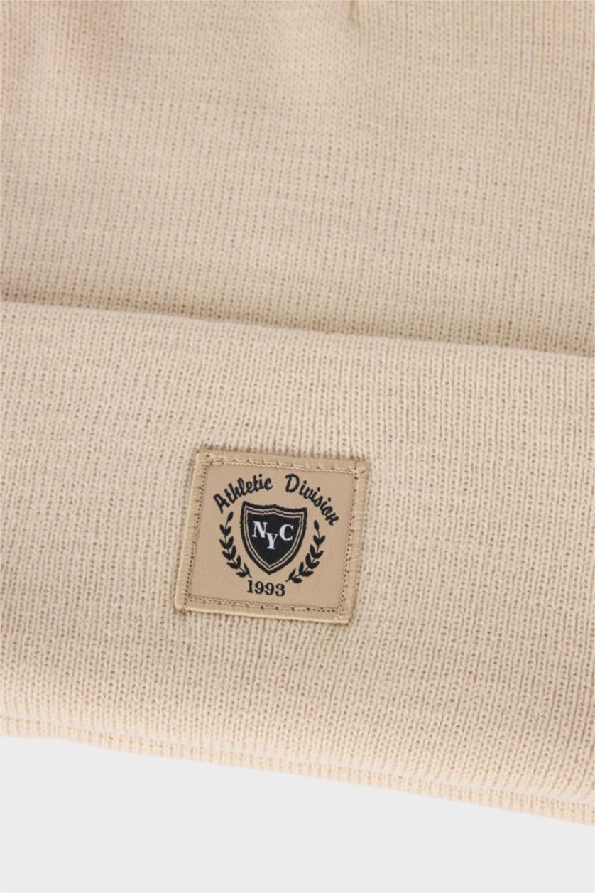 Erkek Bej Erkek Dokuma Etiketli Triko Bere