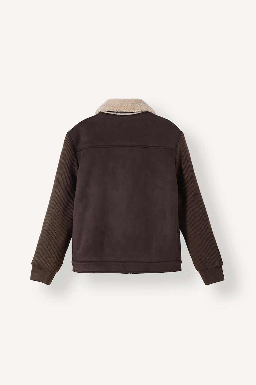 Erkek Kahve Slim Fit Triko Kollu Mont