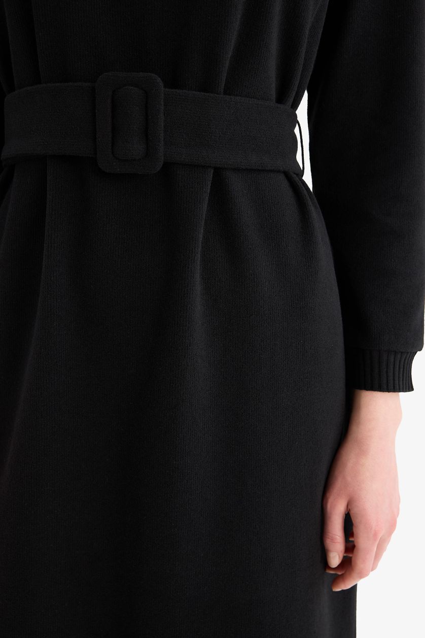 نساء أسود فستان ردن طويل محاك