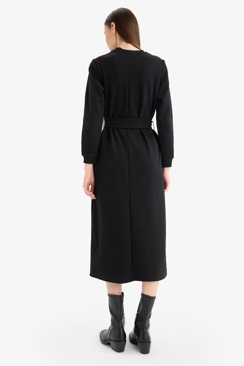 نساء أسود فستان ردن طويل محاك