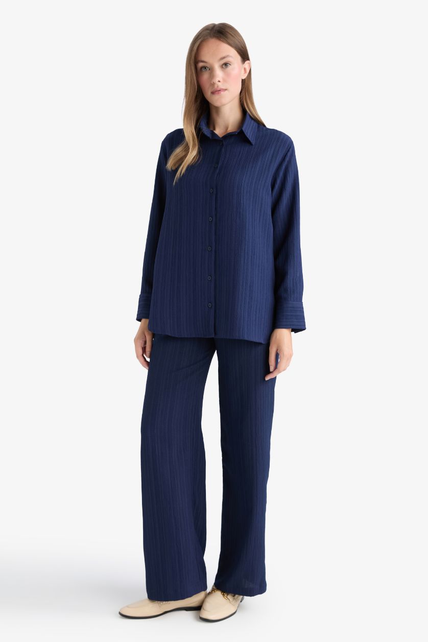 حريمي كحلي بنطلون وايد ليج برجل واسع كحلي