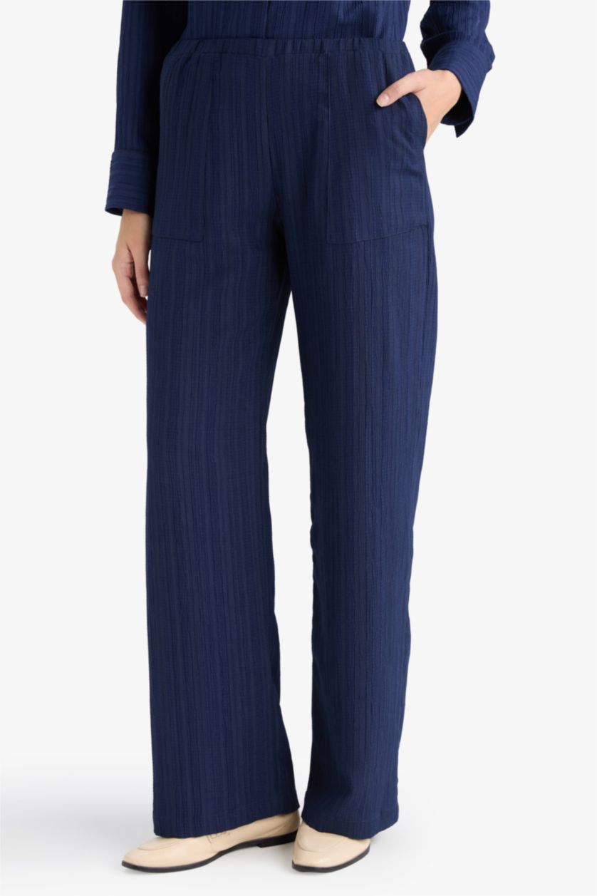 حريمي كحلي بنطلون وايد ليج برجل واسع كحلي