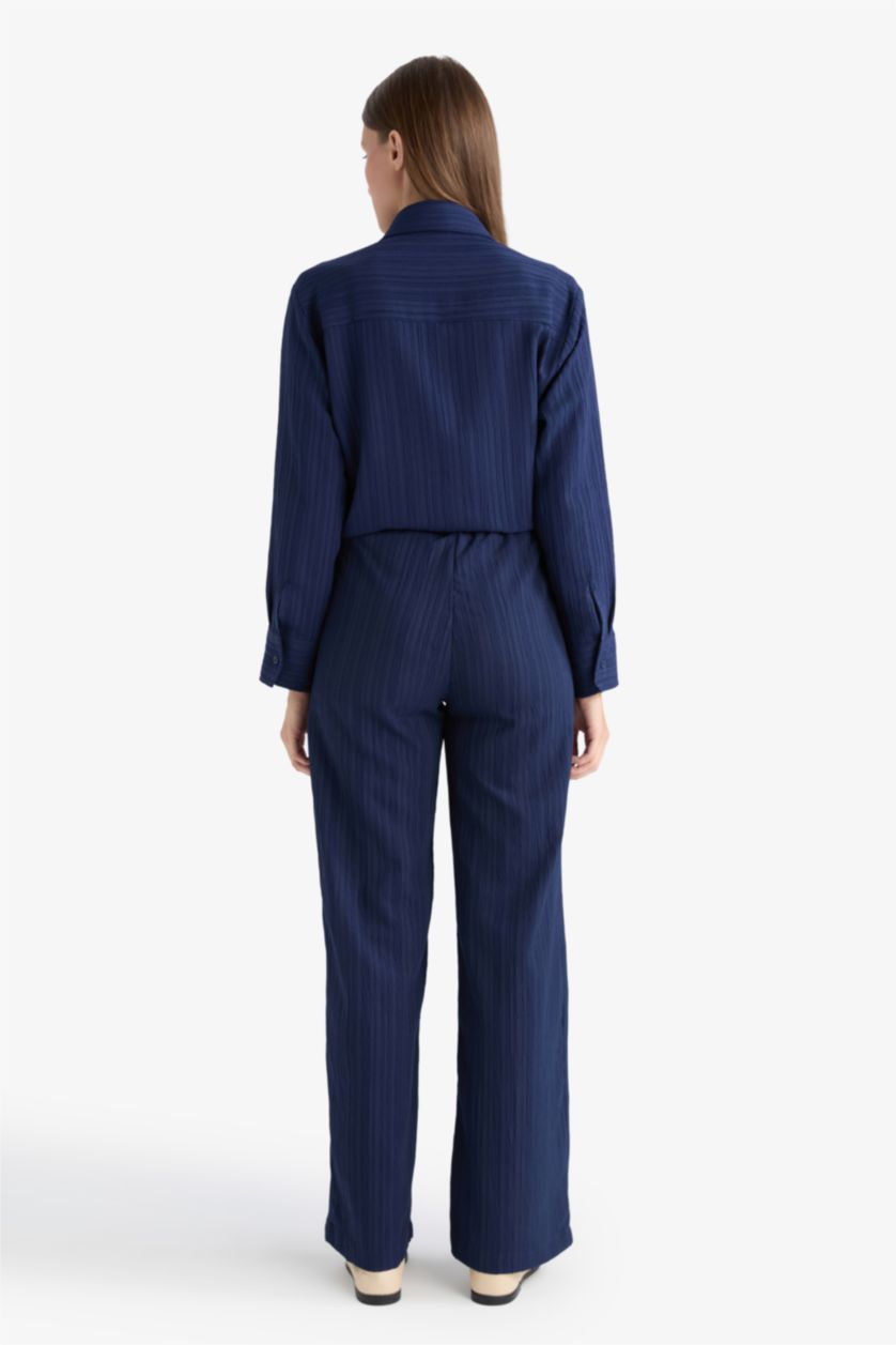 حريمي كحلي بنطلون وايد ليج برجل واسع كحلي