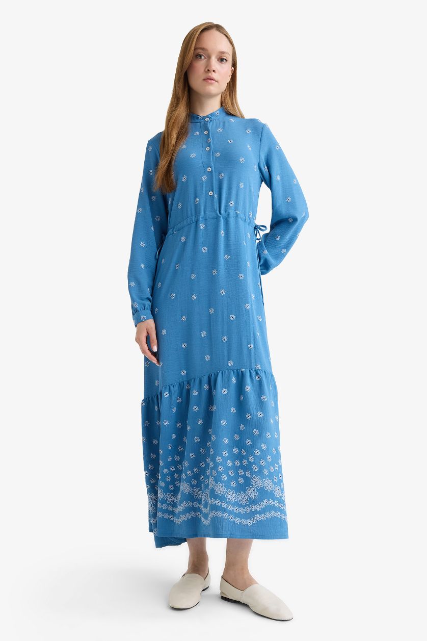 WOMAN Blue Regular Fit Printed Dress