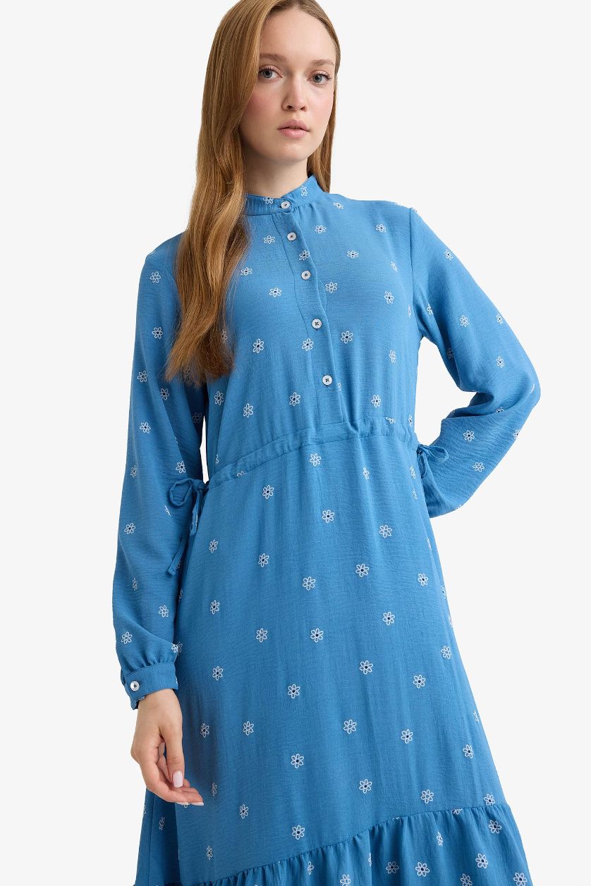 WOMAN Blue Regular Fit Printed Dress