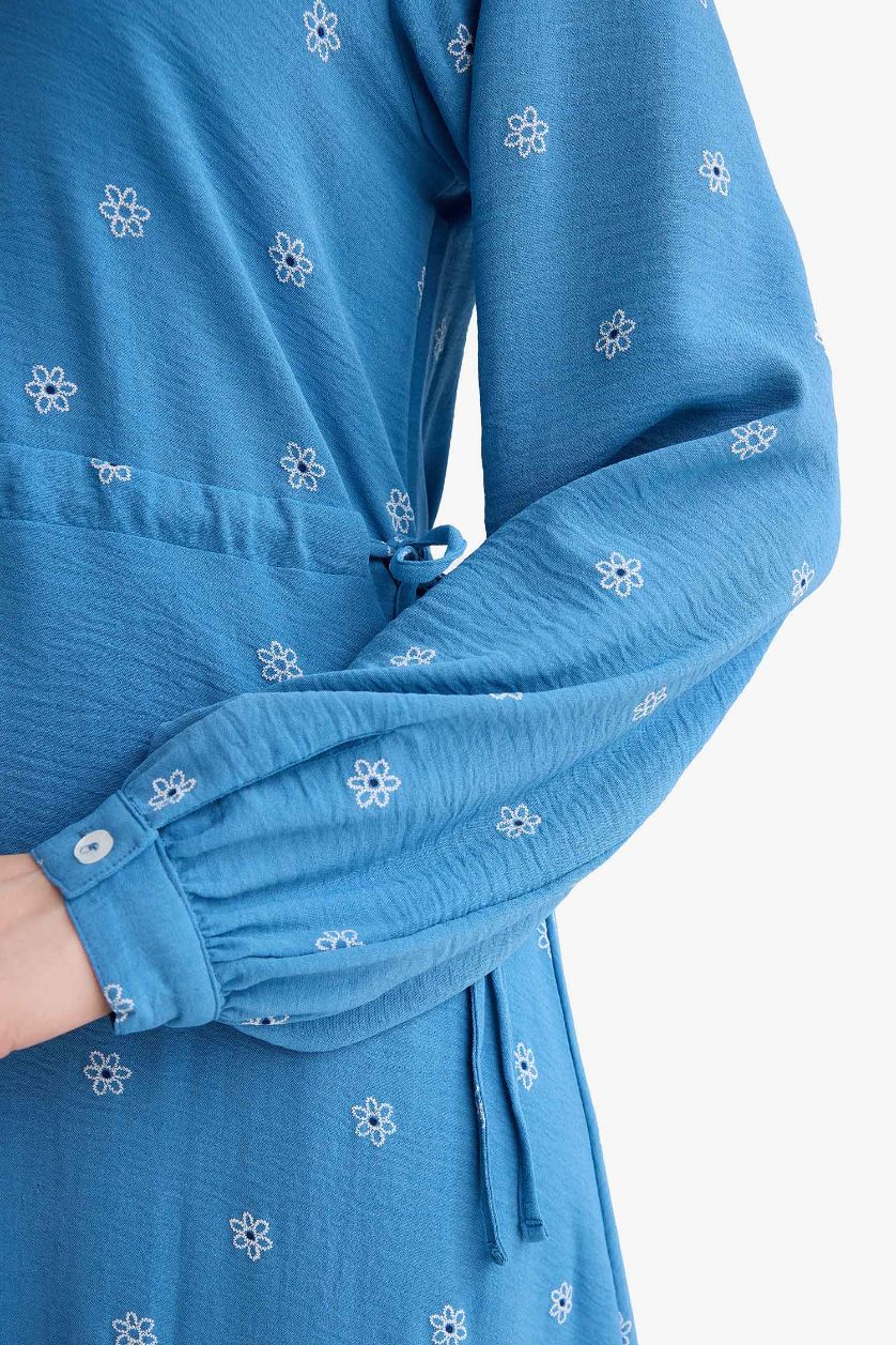 WOMAN Blue Regular Fit Printed Dress