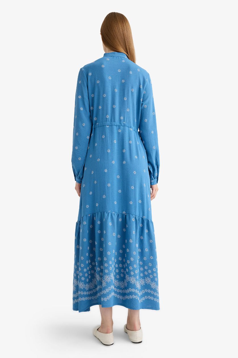 WOMAN Blue Regular Fit Printed Dress