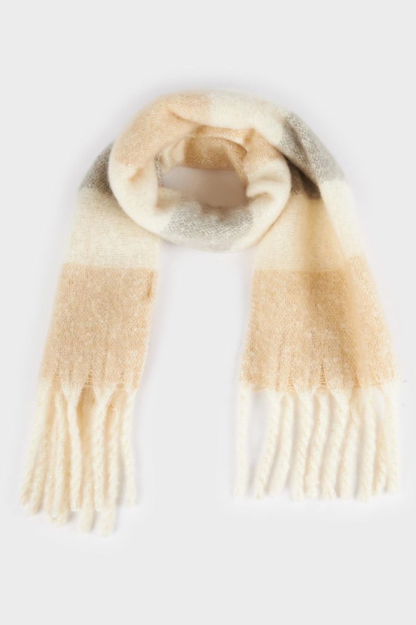 FILLES Beige Écharpe tissée à blocs de couleur pour fille